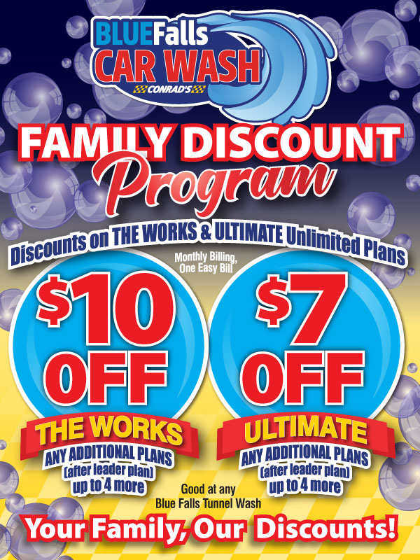 Family Plan at Blue Falls Car Wash